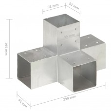 Stabu savienotāji, 4 gab., x forma, cinkots metāls, 91x91 mm
