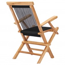 Saliekami dārza krēsli, 2 gab., masīvs tīkkoks un auklas