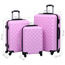 Cieto koferu komplekts, 3 gab., abs, rozā