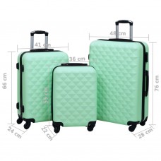 Cieto koferu komplekts, 3 gab., abs, piparmētru zaļi