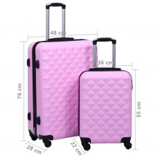 Cieto koferu komplekts, 2 gab., abs, rozā