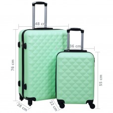 Cieto koferu komplekts, 2 gab., abs, piparmētru zaļi