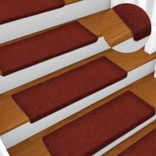 Kāpņu paklāji, 15 gab., adatu perforēti, 65x21x4 cm, sarkani