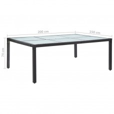 Dārza galds, 200x150x74 cm, melna pe rotangpalma