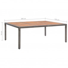 Dārza galds, 200x150x74 cm, pelēka pe rotangpalma, akācija