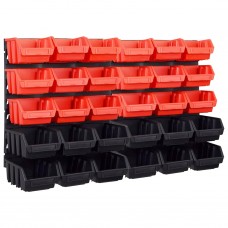 32-daļīgs sienas plaukts ar kastēm un paneļiem, melns, sarkans