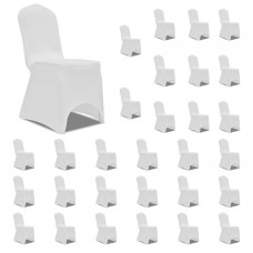 Krēslu pārvalki, 30 gab., balts elastīgs audums