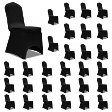 Krēslu pārvalki, 30 gab., melns elastīgs audums