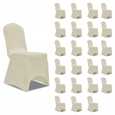 Krēslu pārvalki, 24 gab., krēmkrāsas elastīgs audums