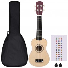Soprāna bērnu ukulele ar somu, dabīga krāsa, 21"