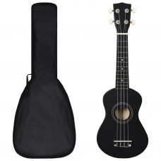 Soprāna bērnu ukulele ar somu, melna, 21"