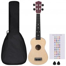 Soprāna bērnu ukulele ar somu, dabīga krāsa, 23"