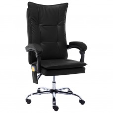 Biroja masāžas krēsls, melna mākslīgā āda