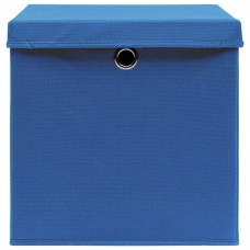 Uzglabāšanas kastes ar vāku, 10 gab., zilas, 32x32x32 cm