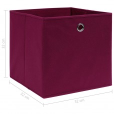 Uzglabāšanas kastes, 10 gab., 32x32x32 cm, tumši sarkans audums