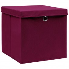 Uzglabāšanas kastes ar vāku, 10 gab., 32x32x32 cm, sarkanas
