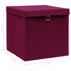 Uzglabāšanas kastes ar vāku, 10 gab., 32x32x32 cm, sarkanas