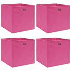 Uzglabāšanas kastes, 4 gab., rozā, 32x32x32 cm, audums