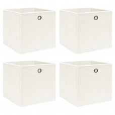 Uzglabāšanas kastes, 4 gab., baltas, 32x32x32 cm, audums