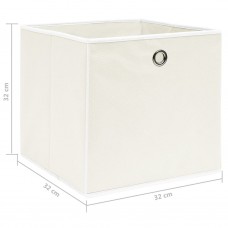 Uzglabāšanas kastes, 4 gab., baltas, 32x32x32 cm, audums