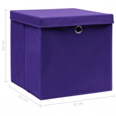 Uzglabāšanas kastes ar vāku, 10 gab., 32x32x32 cm, violetas
