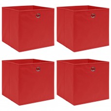 Uzglabāšanas kastes, 4 gab., 32x32x32 cm, sarkans audums