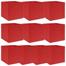 Uzglabāšanas kastes, 10 gab., 32x32x32 cm, sarkans audums