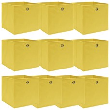 Uzglabāšanas kastes, 10 gab., dzeltens, 32x32x32 cm, audums