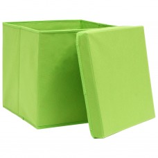 Uzglabāšanas kastes ar vāku, 4 gab., zaļas, 32x32x32 cm