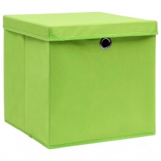 Uzglabāšanas kastes ar vāku, 10 gab., zaļas, 32x32x32 cm