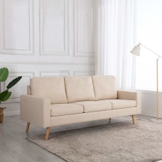 Trīsvietīgs dīvāns, krēmkrāsas audums