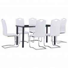 Virtuves galds un 6 krēsli, balta mākslīgā āda