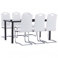 Virtuves galds un 6 krēsli, balta mākslīgā āda