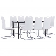 Virtuves galds un 8 krēsli, balta mākslīgā āda