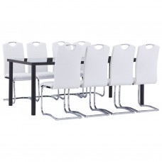 Virtuves galds un 8 krēsli, balta mākslīgā āda