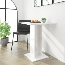 Bistro galds, spīdīgi balts, 60x60x75 cm, kokskaidu plāksne