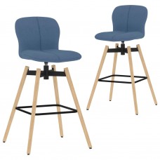 Grozāmi bāra krēsli, 2 gab., zils audums