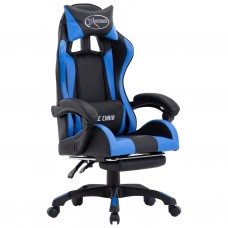 Biroja krēsls ar kāju balstu, zila un melna mākslīgā āda