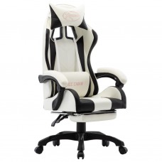 Biroja krēsls ar kāju balstu, melna un balta mākslīgā āda