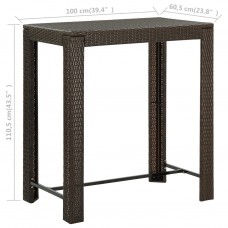 Dārza bāra galds, brūns, 100x60,5x110,5 cm, pe rotangpalma