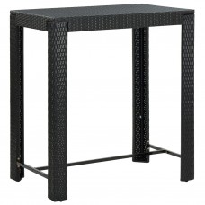 Dārza bāra galds, melns, 100x60,5x110,5 cm, pe rotangpalma
