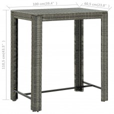 Dārza bāra galds, pelēks, 100x60,5x110,5 cm, pe rotangpalma