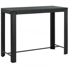Dārza bāra galds, melns, 140,5x60,5x110,5 cm, pe rotangpalma