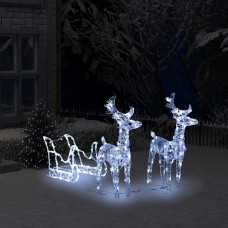 Ziemassvētku dekorācija, ziemeļbrieži, kamanas, 160 led, 130 cm