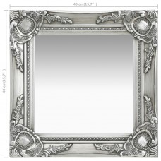Baroka stila sienas spogulis, 40x40 cm, sudraba krāsā
