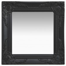 Baroka stila sienas spogulis, 40x40 cm, melns