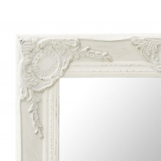 Baroka stila sienas spogulis, 50x40 cm, balts