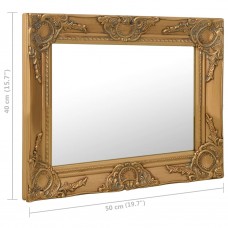 Baroka stila sienas spogulis, 50x40 cm, zelta krāsā