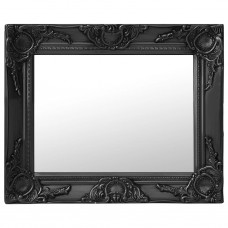 Baroka stila sienas spogulis, 50x40 cm, melns