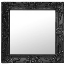 Baroka stila sienas spogulis, 50x50 cm, melns